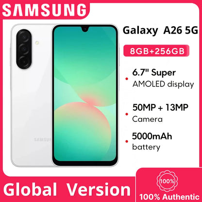 Global Version Samsung Galaxy A26 5G Smartphone Exynos 1380  Processor 6.7" 120Hz Super AMOLED Display 50MP Camera 5000mAh