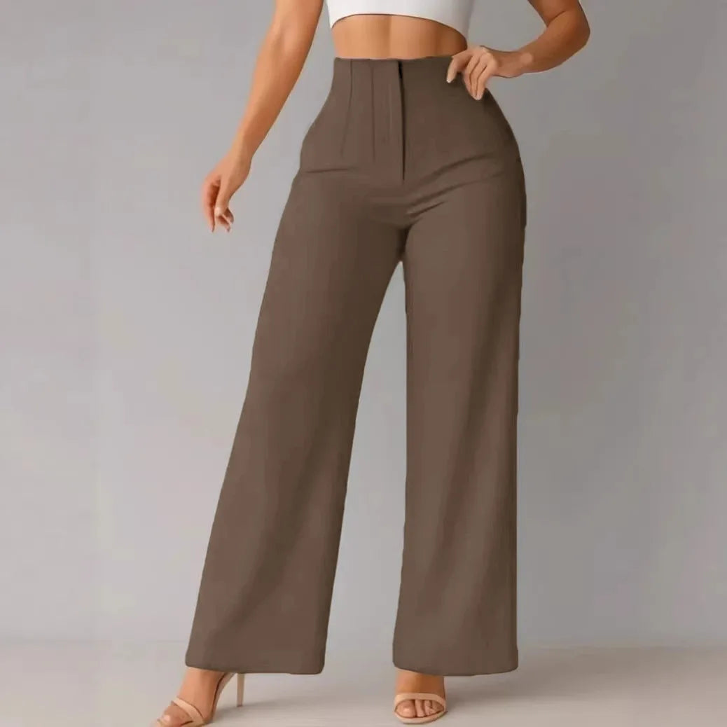 Women's High Waist Wide Leg Pants Elegant Tailored Straight Trousers Office Work Pants Casual Bottoms Comfy Dress Pants