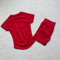 Gym Shirt Shorts 2-Piece Gym Set Women Seamless Raglan Sleeve Top And 4.5" Ribbed Waistband Shorts Fitness 2pcs Workout Set