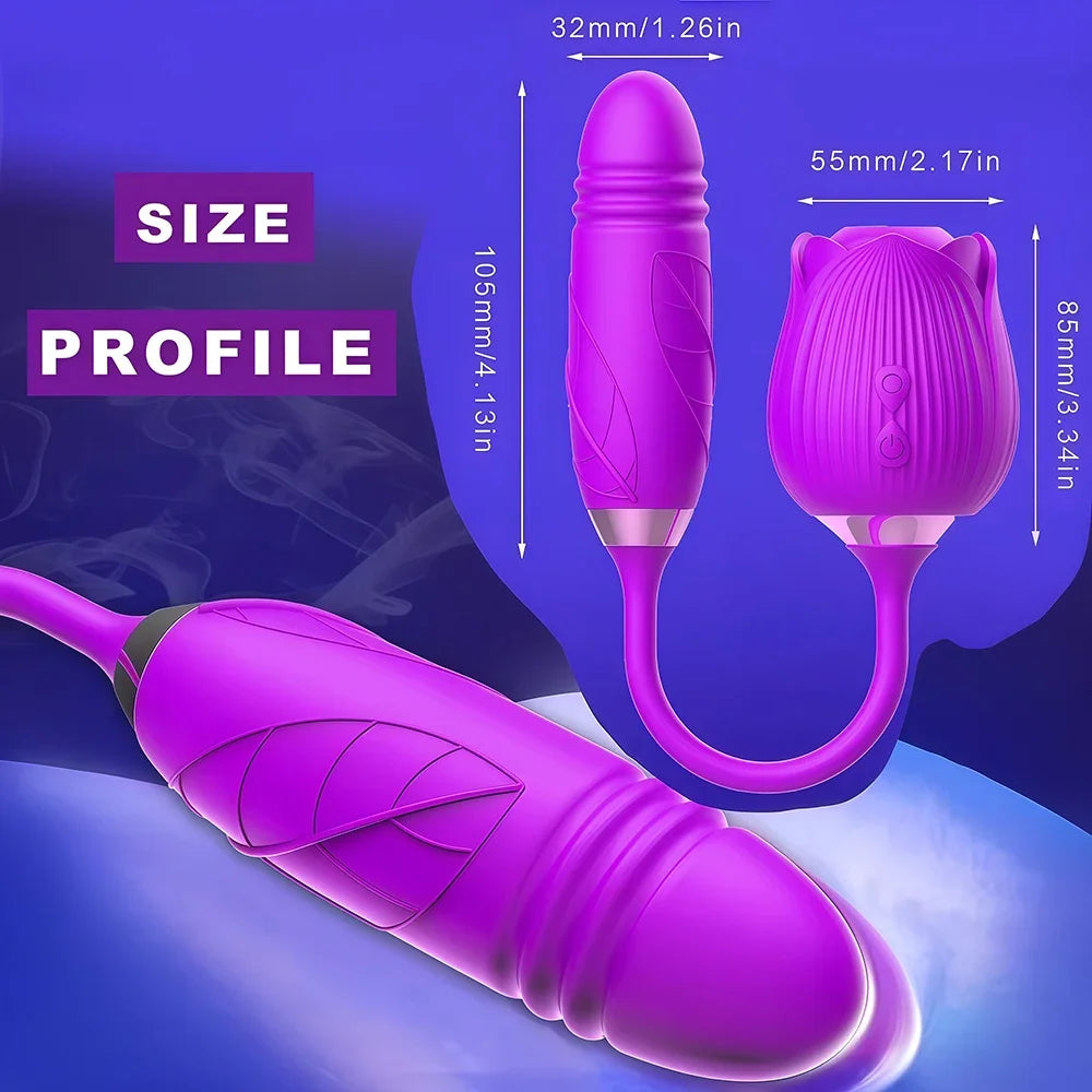 Powerful Rose 3in1 Women Sucking Vibrator Vagina Stimulator Massager Nipple Oral Massager Female Massager Sex Toys