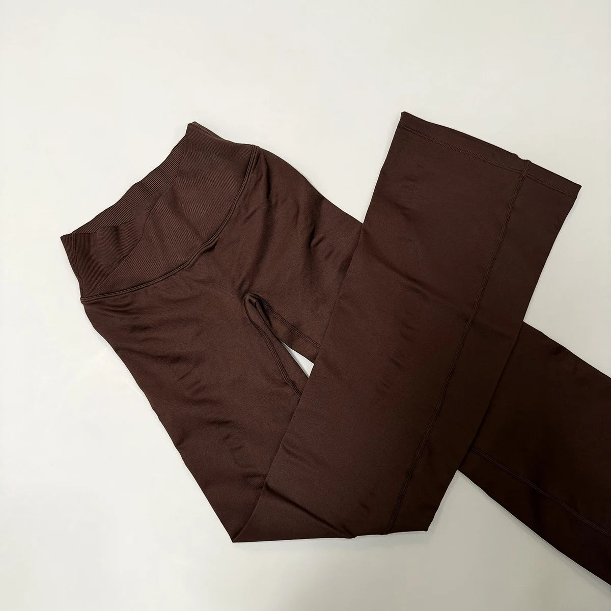 Vision Flares Women Seamless Crossover V-Shape Ribbed Waistband Flared Leg Pants Fitness Workout Gym Wide Leg Leggings