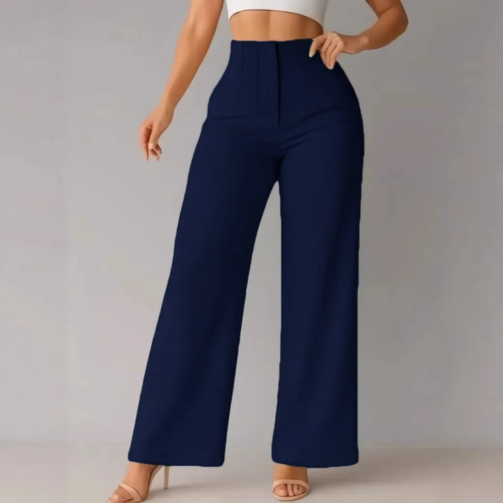 Women's High Waist Wide Leg Pants Elegant Tailored Straight Trousers Office Work Pants Casual Bottoms Comfy Dress Pants