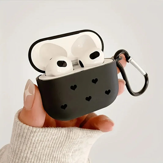 Simple Black Love Heart Case for Airpods Pro3/Pro2/Pro TPU Wireless Earphone Case for Airpod 1/2/3/4 Headphone Protective Cover