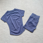 Gym Shirt Shorts 2-Piece Gym Set Women Seamless Raglan Sleeve Top And 4.5" Ribbed Waistband Shorts Fitness 2pcs Workout Set