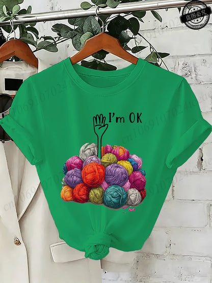 I'm OK Graphic Women's Tee Shirts Unisex Casual O Neck Short Sleeve T-Shirts Fashion Streetwear Men Women Daily T Shirt Tops