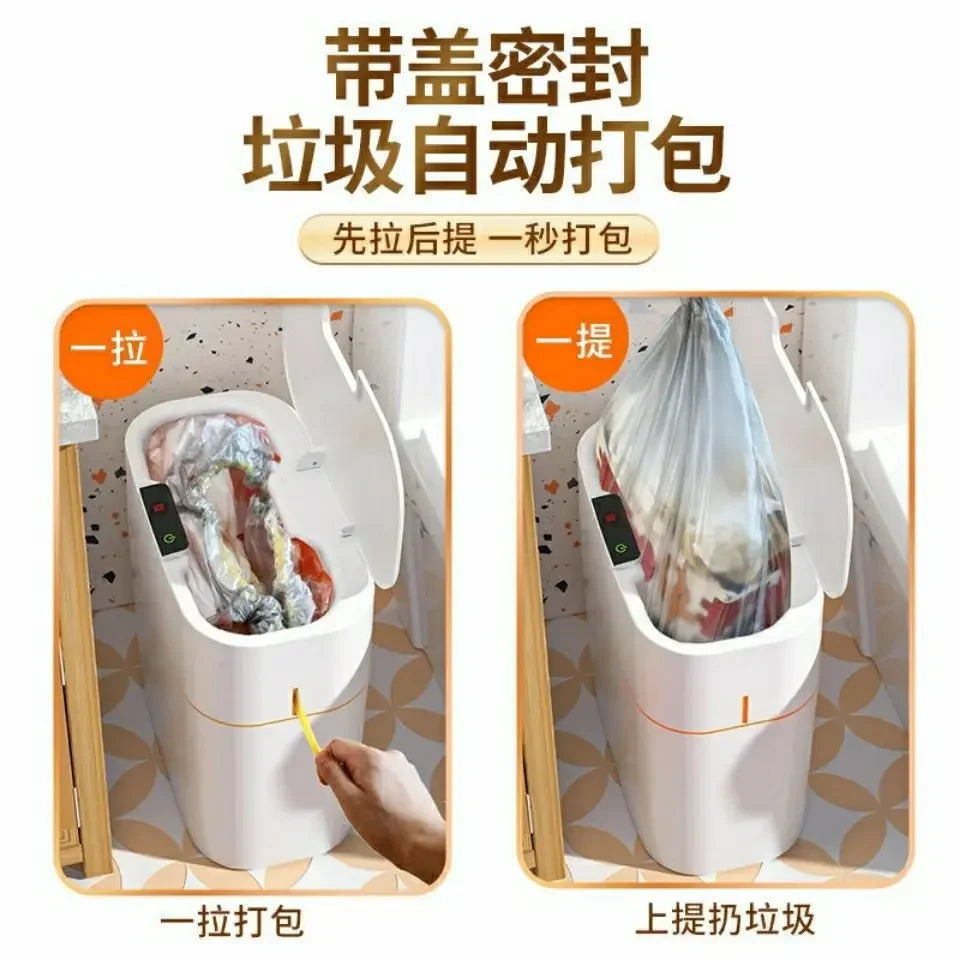 Induction Smart Food Waste Disposer Trash Can Household Open Lid Electric Silent Trash Can
