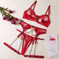 Toucheart 4-Piece Set Sexy Lingerie Metal Chain Embroidered Printing Perspective Sexy Hollow Out Lingerie Garter Kit Sexy Adult
