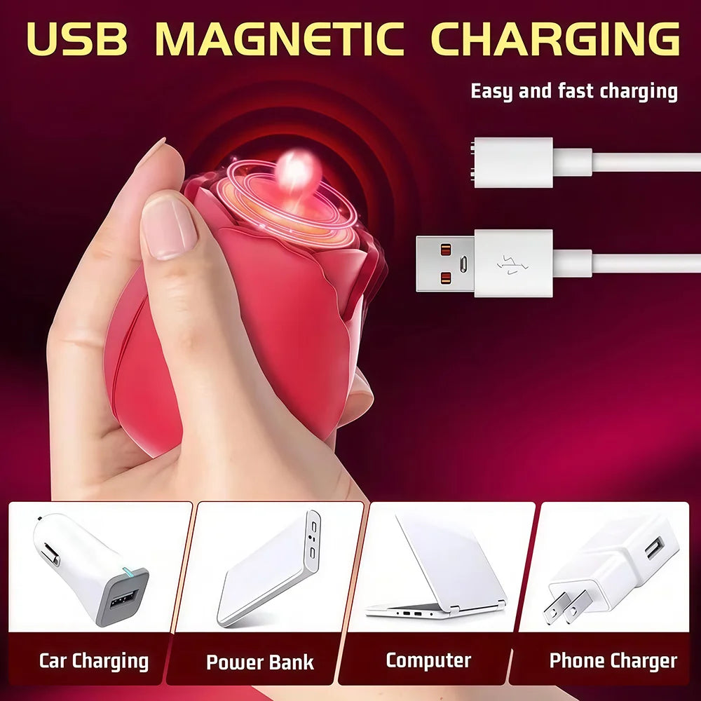10 Speed Rose Suker Vibrator G-spot Dildo Clitoris Stimulating Sucking Female Sex Toy USB Rechargeable Rose-shaped Mini Massager