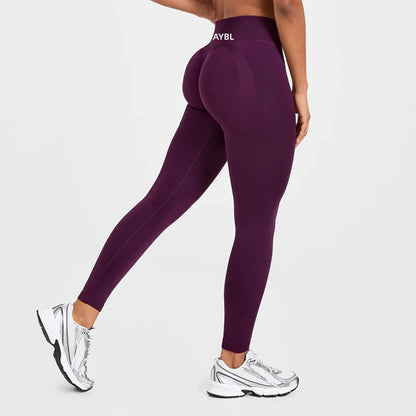 New Women‘s Low Ribbed Band Scrunch Bum Seamless Yoga Pants Gym Leggings Fitness Sweat Wicking Stretch Workout Tights