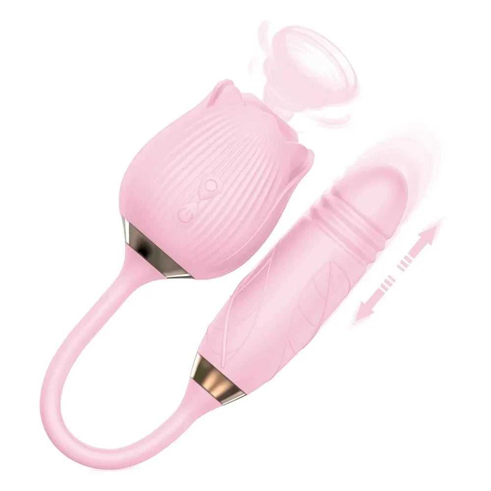 Powerful Rose 3in1 Women Sucking Vibrator Vagina Stimulator Massager Nipple Oral Massager Female Massager Sex Toys