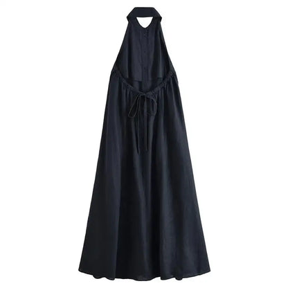 Dresses Summer Women's 2026 New Neck-Hanging Elegant Long Holiday Dress Women Street Chic Youth Loose Fashion Dress