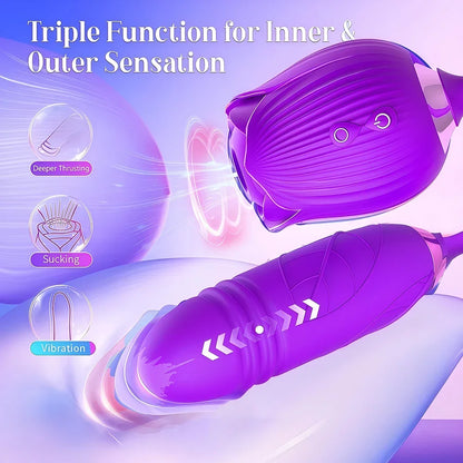 Powerful Rose 3in1 Women Sucking Vibrator Vagina Stimulator Massager Nipple Oral Massager Female Massager Sex Toys
