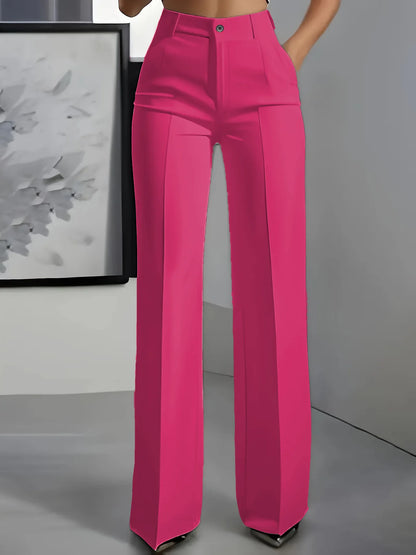 Women's High-Waisted Straight-Leg Trousers Formal Office Trousers Slim-Fit Cut Classic Solid-Colour Suit Trousers