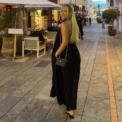Dresses Summer Women's 2026 New Neck-Hanging Elegant Long Holiday Dress Women Street Chic Youth Loose Fashion Dress
