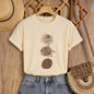 Women's Crew Neck T Shirt with Minimalist Floral Line Art with Beige and Brown Rose Print Casual Graphic Tshirt Clothes Female