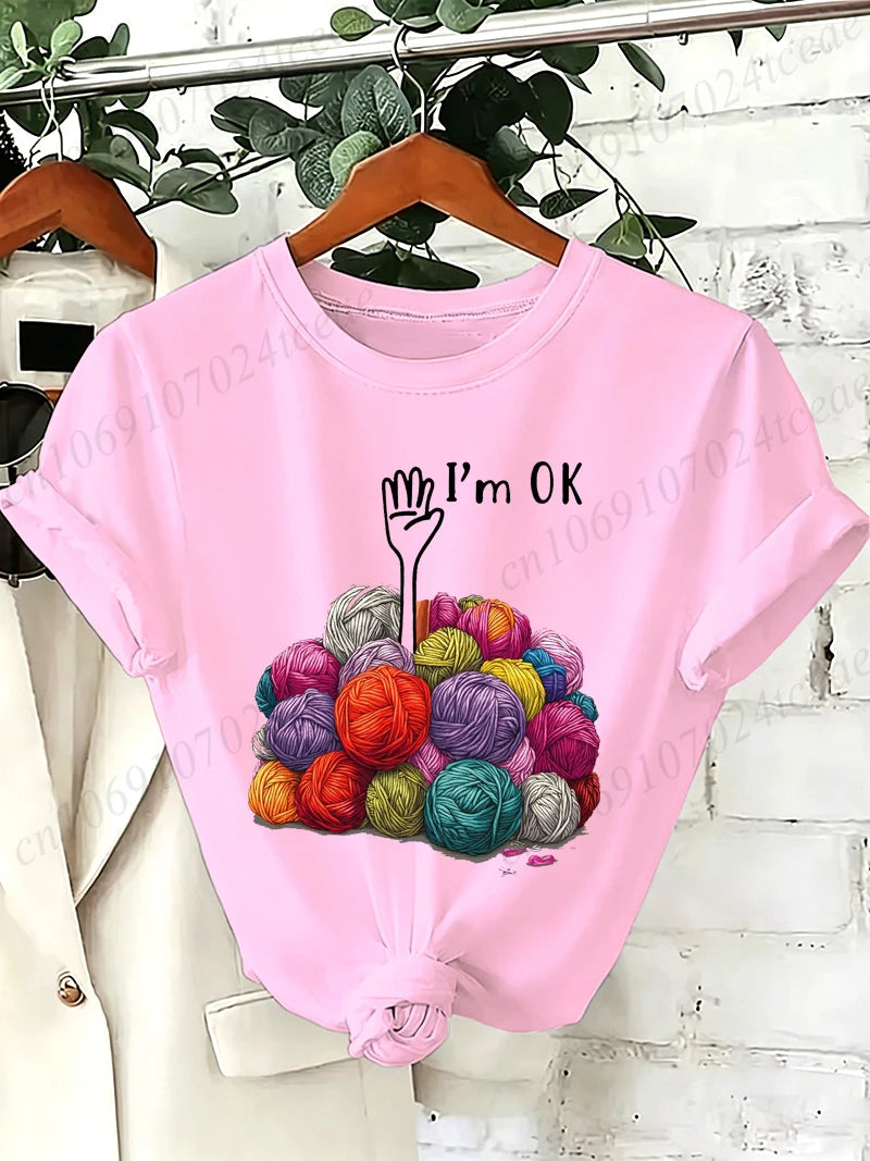 I'm OK Graphic Women's Tee Shirts Unisex Casual O Neck Short Sleeve T-Shirts Fashion Streetwear Men Women Daily T Shirt Tops
