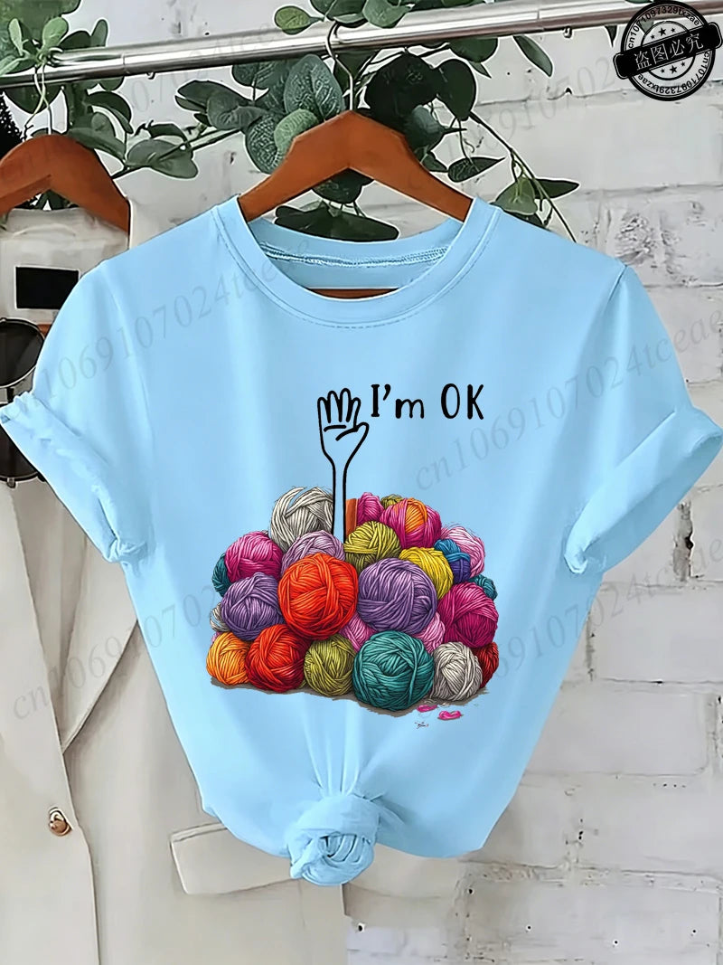 I'm OK Graphic Women's Tee Shirts Unisex Casual O Neck Short Sleeve T-Shirts Fashion Streetwear Men Women Daily T Shirt Tops