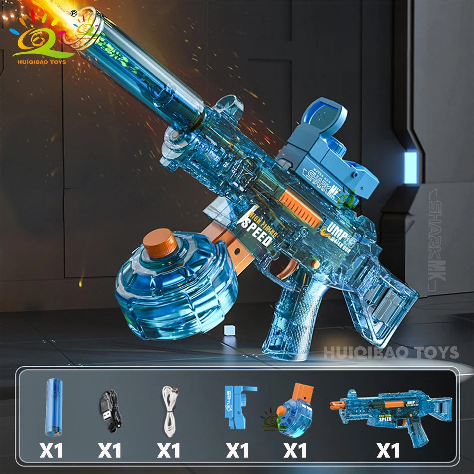 HUIQIBAO Automatic Electric UMP45 Submachine Water Gun Fights Summer Toy Water Outdoor Beach Swimming Pool Toys Adult Kids Gift