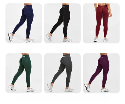 New Women‘s Low Ribbed Band Scrunch Bum Seamless Yoga Pants Gym Leggings Fitness Sweat Wicking Stretch Workout Tights