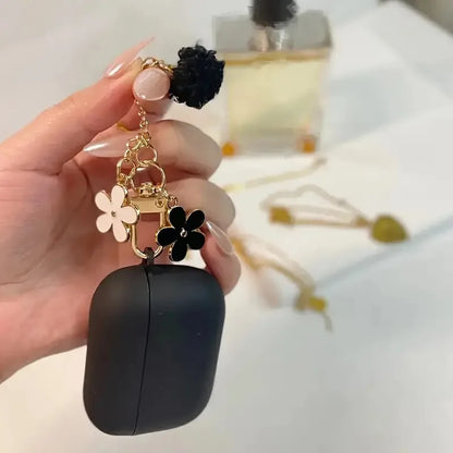 For Apple AirPod 4 12 3 Case Cute Flower Keychain Case AirPod Pro 2 Cover Luxury Flower Silicone Earphone Cover AirPods Pro Case