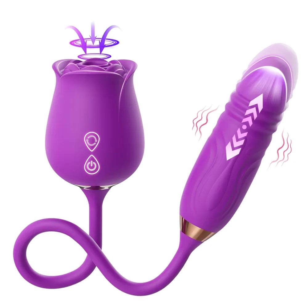 Powerful Rose 3in1 Women Sucking Vibrator Vagina Stimulator Massager Nipple Oral Massager Female Massager Sex Toys