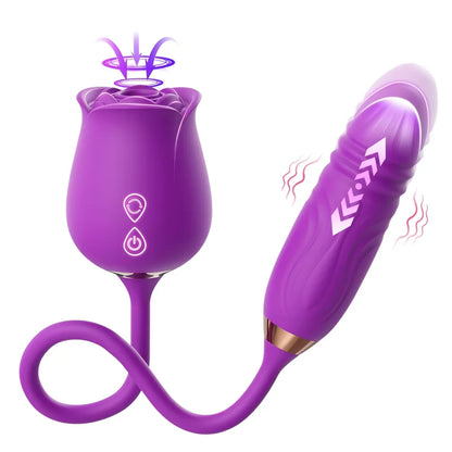 Powerful Rose 3in1 Women Sucking Vibrator Vagina Stimulator Massager Nipple Oral Massager Female Massager Sex Toys