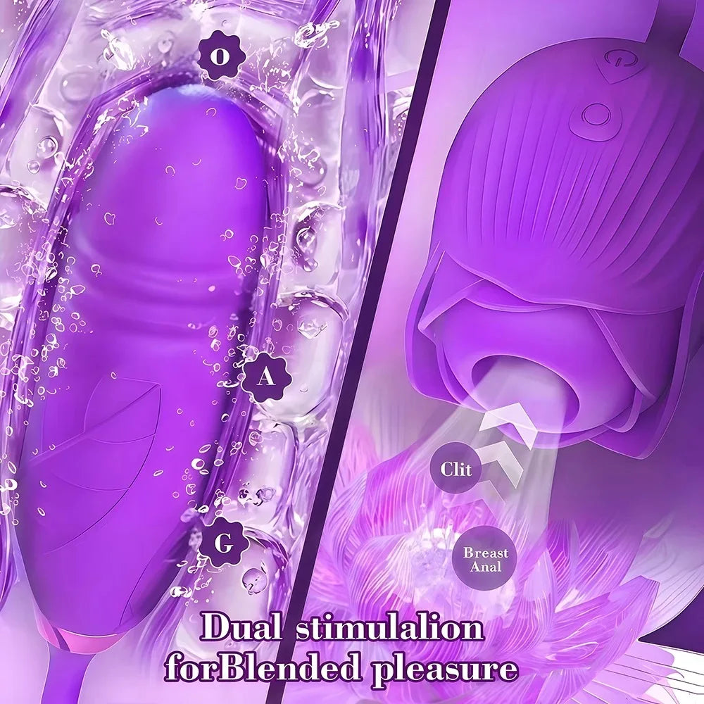 Powerful Rose 3in1 Women Sucking Vibrator Vagina Stimulator Massager Nipple Oral Massager Female Massager Sex Toys