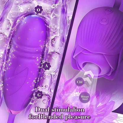 Powerful Rose 3in1 Women Sucking Vibrator Vagina Stimulator Massager Nipple Oral Massager Female Massager Sex Toys