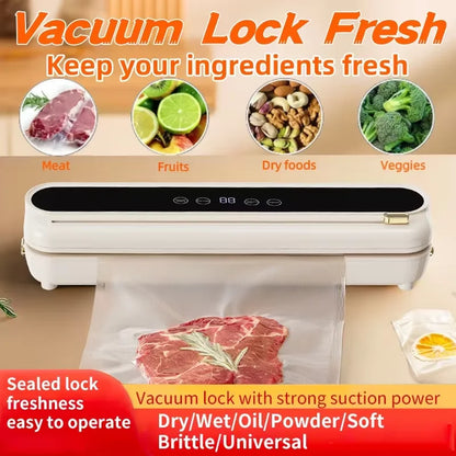 Electric Vacuum Sealer Built-in Cutter Food Keep Fresh Vacuum Packaging Machine Dry/Wet Applicable Kitchen Food Sealing Machine