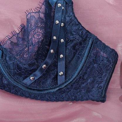 Women's Lingerie Sets Luxury Sequin Bra Belt Thong with Leg Circles Luxury Tulle Women Intimate Underwear Perspective Underwear