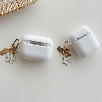 Case For AirPods Pro3/Pro2 Earphone Soft Pink Simple Flower Silicone Wireless Earphone Cover For Airpods 1/2/3/4 Protective Case